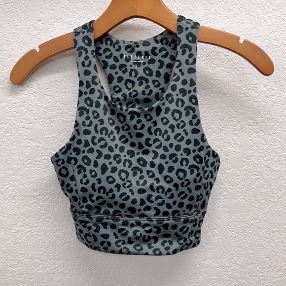 Anthropologie All Fenix Cheetah Print Sports Bra S Gray & Black - Picture 1 of 6